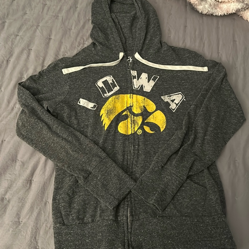 Grey Iowa Hawkeye full zip-up